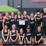The winning Whidbey Island Thunder 12U softball team. Back row, from left: Coach Keasha Campbell, Sophia Jennings, Lena Heggenes, Gretta Jones, Annika Hastings, Addison Mason, Sophie Ziegler and Coach Daryl Blanchard. Front row, from left, Taylor Usey, Sophia McMenemy, Vanny Lasick, Dakota Lyons and Charlie Lasick. (Photo provided)