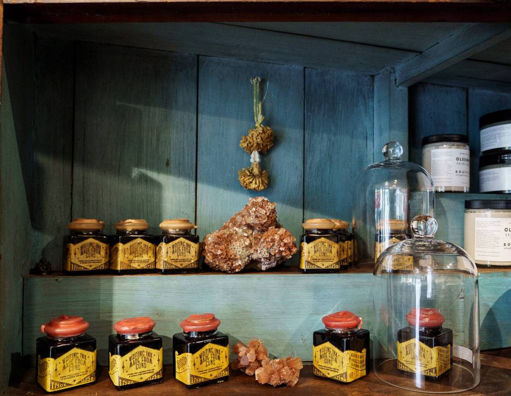 Writing ink made from guns is just one of the unique items that can be found at SugarPill. (Photo by David Welton)