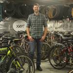 Photo by Karina Andrew/Whidbey News-Times
Trevor Stevens, owner and operator of Celerity Cycles, stands amid his inventory. These bicycles are available on Stevenss website, and he works with customers to add the upgrades they want to the bikes they purchase.
