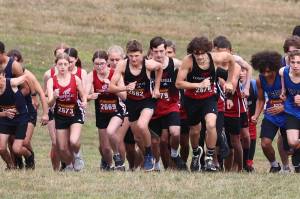 Photo by John Fisken
Cross country girls and boys start racing together during a race at Fort Casey State Park Wednesday.