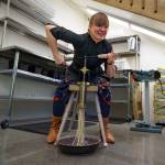 Echo operates a replica of the first pasta machine from the late 19th century. (Photo by David Welton)