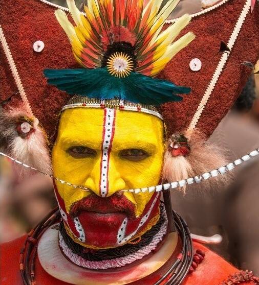 A member of the Huli tribe photographed in Papua New Guinea. (Photo by Mike Holtby)