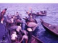 As part of the Coast Guard ship crew, Frost had to stop coastal freighters and fishing boats as they returned to the shore to make sure they werent smuggling weapons, such as guns and ammunition, that could be used against the South Vietnamese Military. (Photo by Bill Frost)