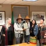 From left, Langley Councilmember Rhonda Salerno, Snohomish Tribe of Indians Chair waqusqideb, Tribal Councilmember Joel Christoe, Tribal Vice Chair Pamela SeaMonster and Tribal Secretary Carly Mathews. (Photo provided)