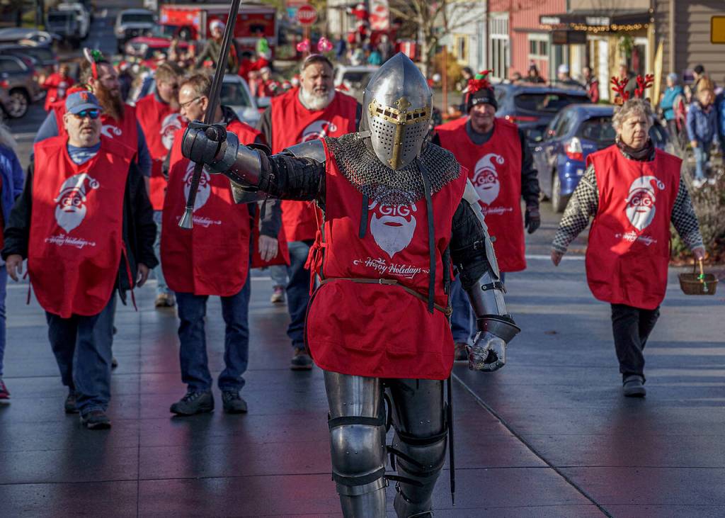 This knight from Whidbey Telecom stormed the streets of Langley during the Holly Jolly Parade. (Photo by David Welton)