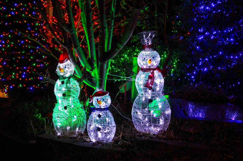 Some guests at Stuckys house include a family of snow people, the Grinch, Baby Jesus, Mary and Joseph. (Photo by Luisa Loi)