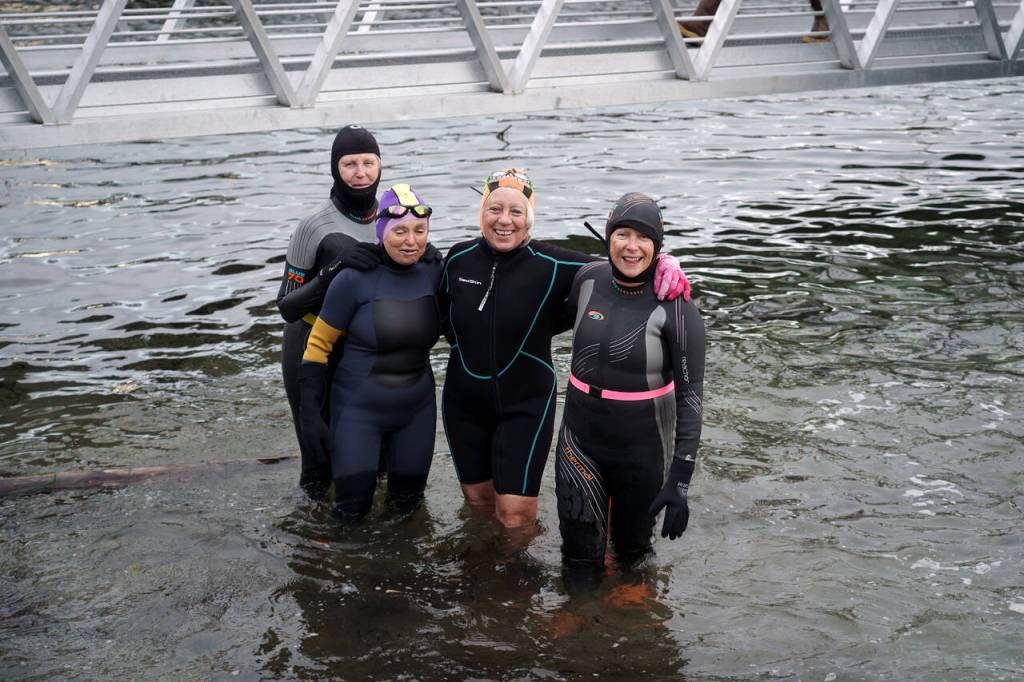 Photo by David Welton
Betsy O’Neil, Sophie, Sharon Emerson and Kate Poss pose at Langley marina.