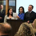 Judge William Hawkins surprised Bob Severns, his old friend, with a parody of 50 Ways to Leave your Lover, renamed 50 Ways to Leave your City. (Photo by Luisa Loi)