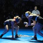 South Whidbey High School senior Hailey Nikula competes in an exhibition match during a match Thursday against Granite Falls. (Photo by Nathan Whalen)
