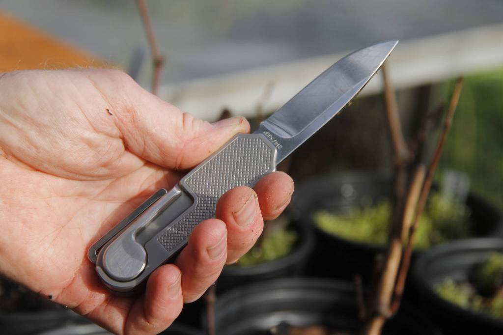 The Raider Creek is made of premium materials, including stainless steel and titanium. (Photo by Kira Erickson/South Whidbey Record)