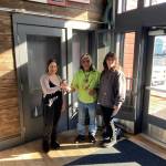 Tony Cladoosby and Michelle Calvin receive the key to their business, Beaver Tales Coffee, located at the historic Coupeville Wharf. (Photo provided)