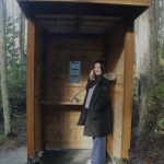 Photo by Kira Erickson/South Whidbey Record
Suzie Reynolds demonstrates how to use the new wind phone at Trustland Trails Park.