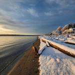 Columbia Beach was covered in snow Tuesday morning. (Photo by Noah Person)