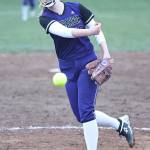 Oak Harbor sophomore Reese Wasinger pitches during a game in 2023. Oak Harbors softball team begins its season March 12 when they host Cascade. (Photo by John Fisken)