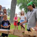 Photo provided
Luke Traver demonstrates how to carve a traditional Dutch shoe.