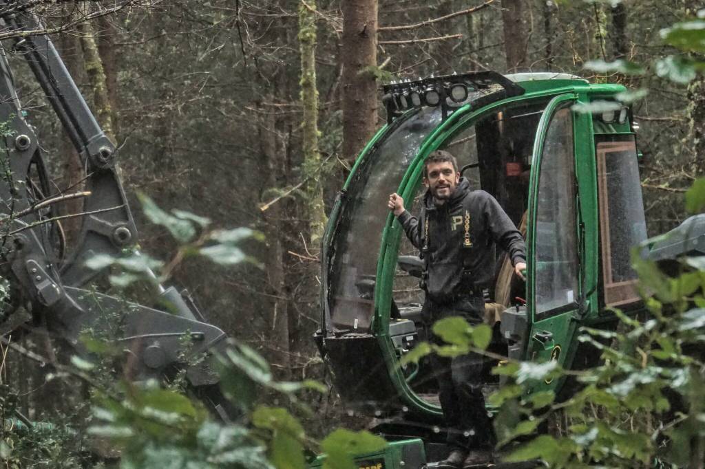 David Janicki of Janicki Logging Co. thins the Trillium Community Forest on Tuesday. (Photo by Sam Fletcher)