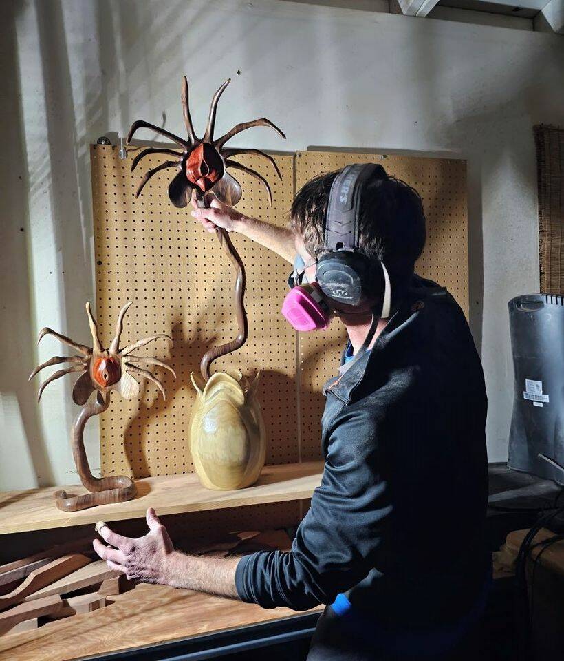 Pilkington, 51, is a big fan of science fiction and the movie Alien, which inspired him to carve a series of face hugger aliens. (Photo provided)