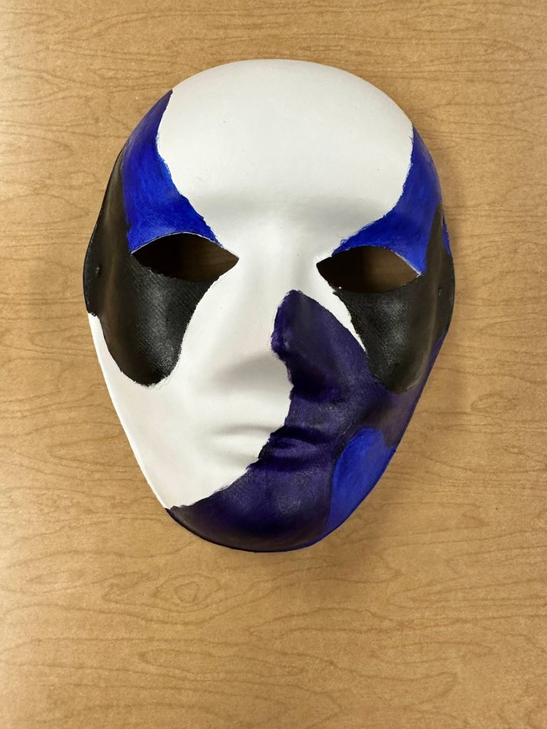 Photo provided
After receiving some bad news, a student said he felt numb. After being asked what color numb looks like, he painted this mask.