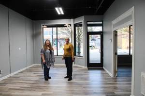 Photo by Luisa Loi
Margaret Livermore, at right, and Teresa Besaw stand inside one of the two incubators that will soon host a business making its debut in Oak Harbor. This incubator is about 240 square feet.