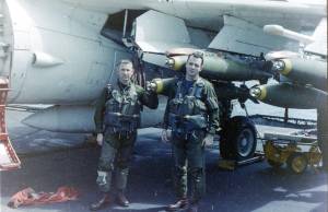 Capt. Dave Williams (right) poses with another pilot. (Photo provided)