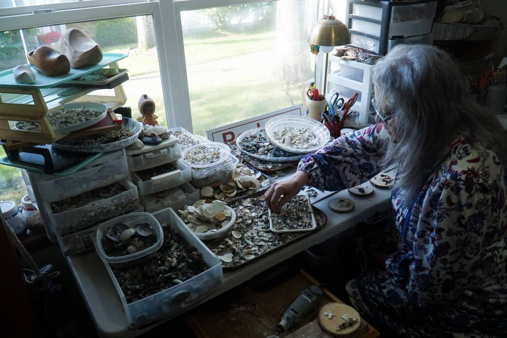 Whidbey Artist Libby Hammer makes her Ragamuffins in her home studio. (Photo by Sam Fletcher)