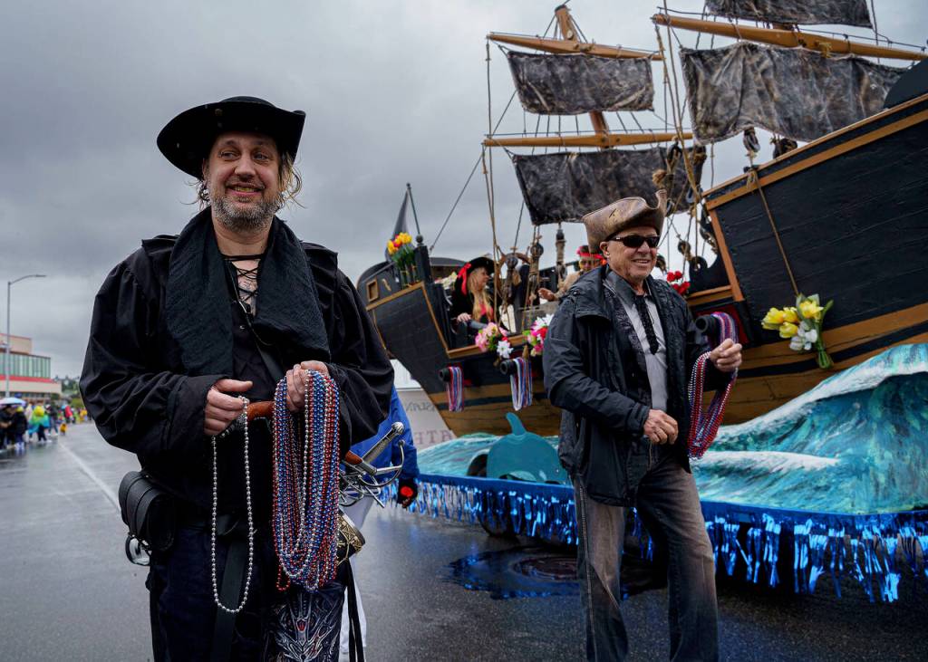 The parade also featured a pirate ship, first responders, tulip-decorated vehicles, a 12-foot-long Teenie Two and a 21-foot-replica of the USS Nimitz (CVN-68).