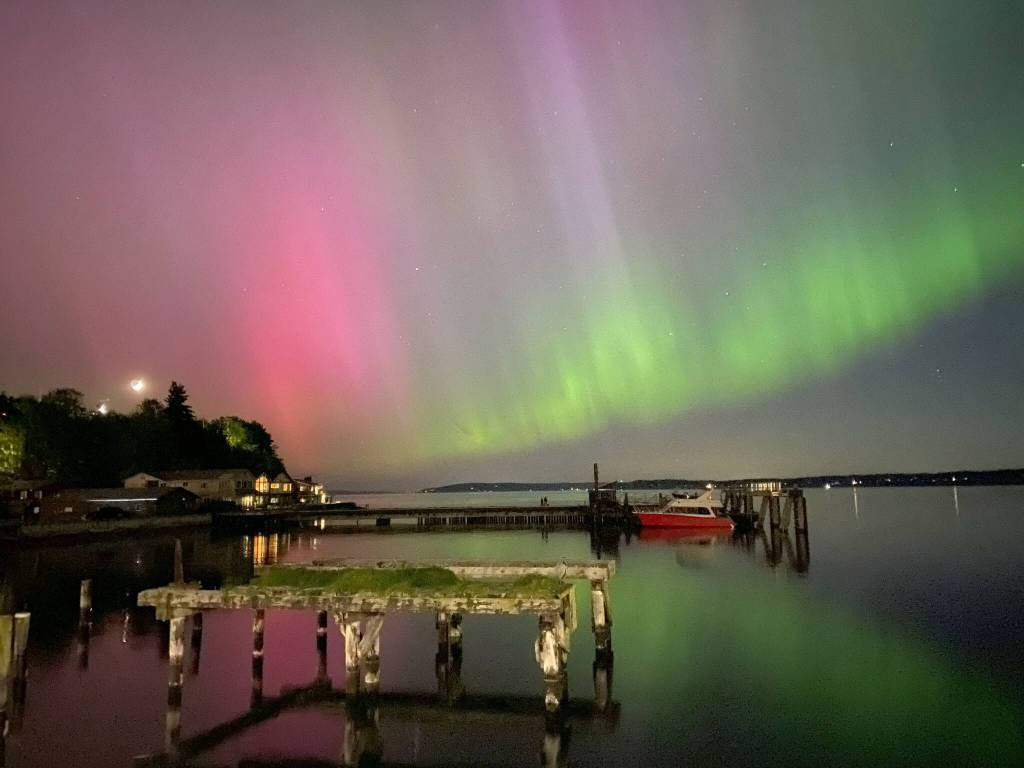 The view from the Langley marina Friday night. (Photo by the Whidbey Island Pearl Co.)