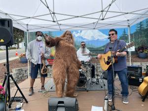 Garry the Sasquatch jams with the band at the 2023 Sasquatch Walk in Oak Harbor. (Photo courtesy of Teresa Besaw)