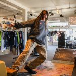 Photo by Luisa Loi
Collins skates inside his store, Geez Skate Shop, a place where skaters of all ages and skill level can find gear and meet other skaters.
