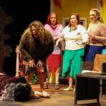 Marlafaye, Jinx, Randa and Dot (played by Katie Jones, Rachel Warner, Micki Gibson and Amy Jones) react to a surprise gone wrong. (Photo by Luisa Loi)