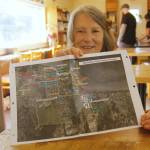 (Photo by Kira Erickson/South Whidbey Record)
Coyla Shepard, founder of WILL, holds up a map of the city of Langley.