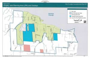 City of Langley map
The current Potential Growth Area, in blue, is located south of Sixth Street.