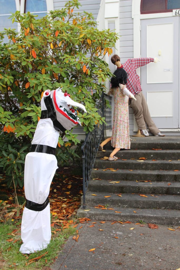 (Photo by Luisa Loi)
Barbara and Adam Maitland run away from a sandworm, seeking shelter at the Coupeville United Methodist Church.