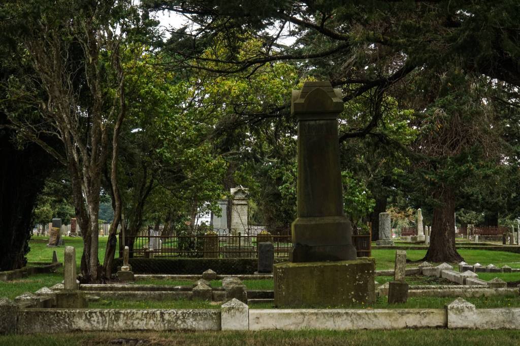 Sunnyside cemetery is a forest of prominent headstones. (Photo by Sam Fletcher)
