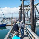 Oak Harbor officials tour the marina in September. (Photo by Sam Fletcher)