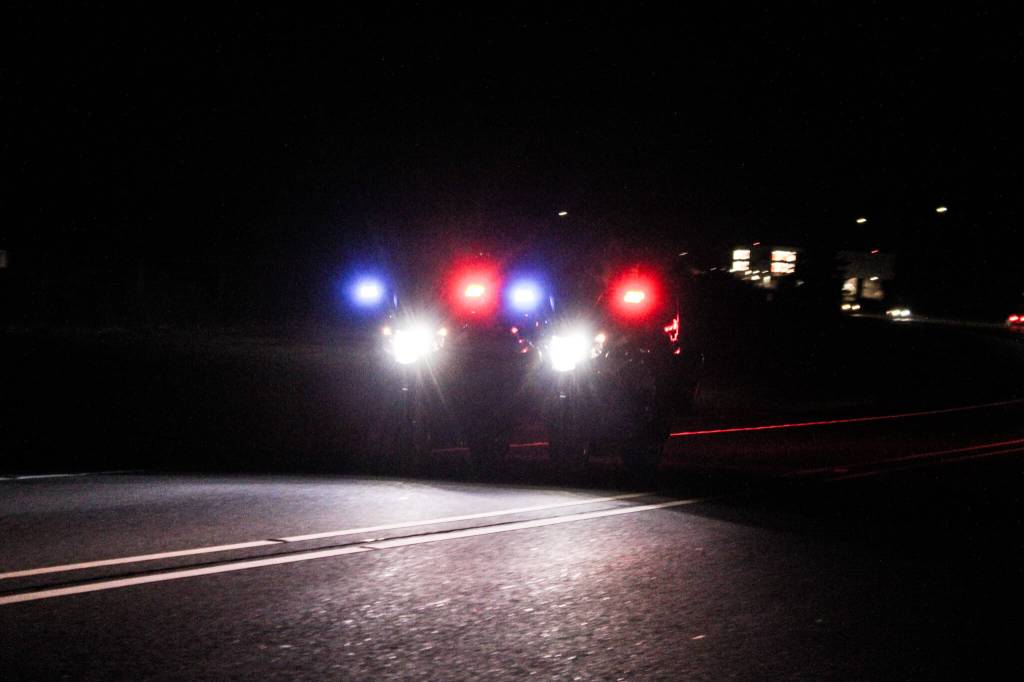 Police led the procession of Lt. Serena Dug Wileman on Monday. (Photo by Sam Fletcher)