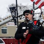 Photo by Sam Fletcher
Don Scoby, commander of Scottish American Military Society Pig War Post 1859, plays the bagpipe at the Veterans Day Parade in Oak Harbor.