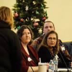 (Photo by Sam Fletcher)
SPiN Cafe board members Valerie Roseberry, Michele Hines, Mark Stroud and David Thorns listen to a comment from Jamie Sherwin at a town hall meeting Wednesday night.