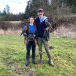 Bethany and Justin Rondeaux hold their falcons, Griffin and Sky. (Photo provided)