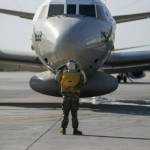 A U.S. Navy EP-3E Airborne Reconnaissance Integrated Electronic System (ARIES) II, assigned to the “World Watchers” of Fleet Air Reconnaissance Squadron 1 (VQ-1), prepares to take flight within the U.S. 5th Fleet area of operation.  (Photo provided)