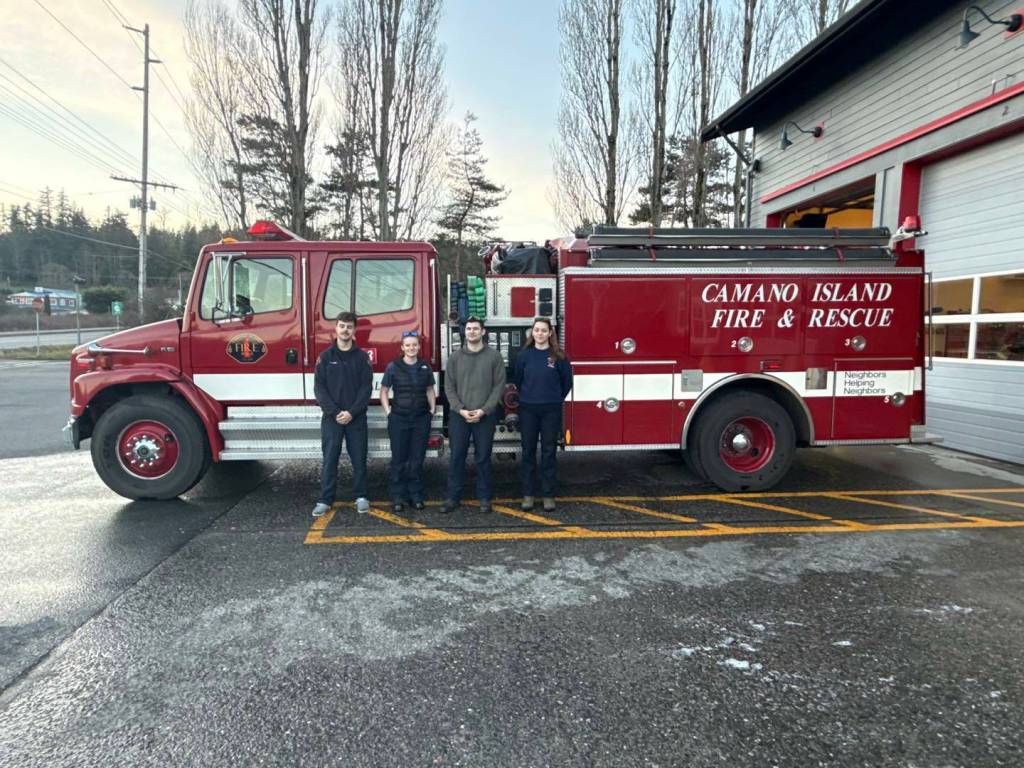 (Photo provided)
At right, Chloe Eriksen, a firefighter at North Whidbey Fire and Rescue, deployed to California with Camano Island Fire and Rescue.