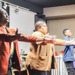 Photo by Luisa Loi
Wismine D'Avilar, Mordecai D'Avilar and Nicole Rice practice Fannie Dean's choreography for the Martin Luther King celebration.