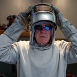 Photo by David Welton
Jim Bernacki lowers his welding helmet before getting to work.