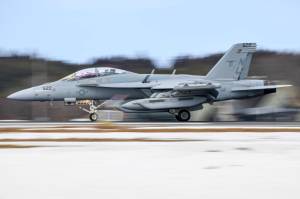 U.S. Navy photo by Mass Communication Specialist 2nd Class Jan David De Luna Mercado
An EA-18G Growler, assigned to the Black Ravens of Electronic Attack Squadron 135, lands at Misawa Air Base.