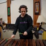 (Photo by David Welton)
Branson Seamons encountered elementary school marimba programs growing up in Idaho. Hes part of the ensemble, Pamwe Marimba, that holed up for five days at South Whidbey Community Center recording their first CD.