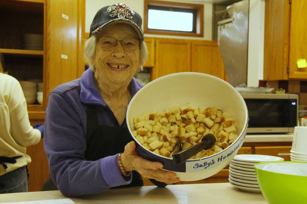 (Photo by Kira Erickson/South Whidbey Record)
Sally Berry shows off her homemade croutons.