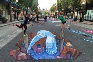 Photo from the 2019 PNW ChalkFest in Redmond
This three-dimensional art piece by Remko van Schaik is an example of what people could find when strolling through Windjammer Park at Oak Harbor's own edition of ChalkFest.