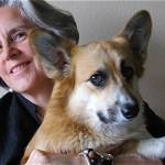 Christina Baldwin holds her corgi, Gracie.