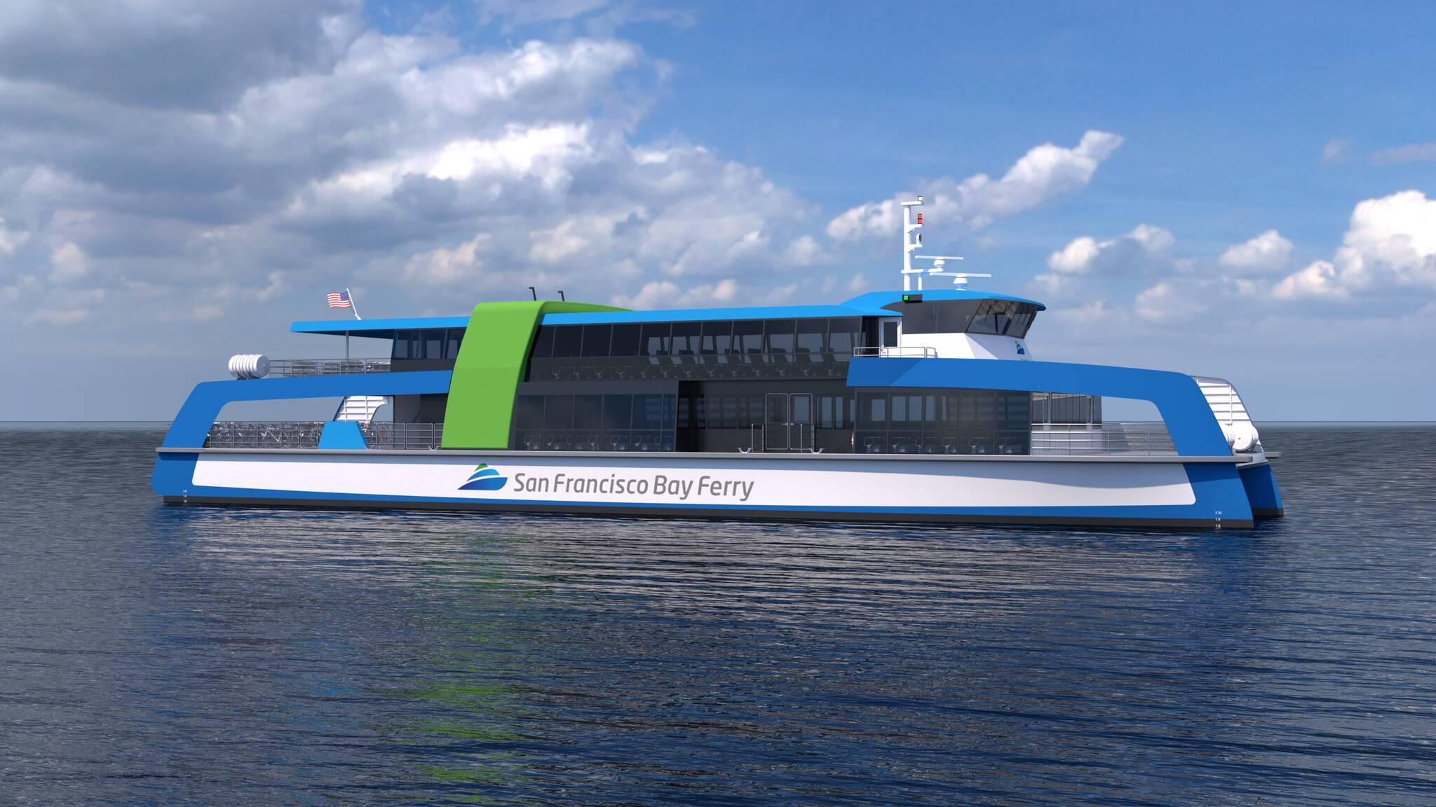 Incat Crowther Preliminary Rendering of the new all-electric Passenger Ferry for San Francisco Bay Ferries as part of the REEF program.