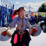 Pirate Siobhan Wright plays the cymbals. (Photo by David Welton)